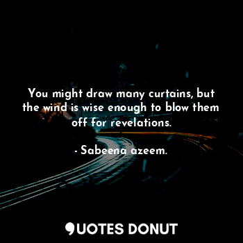 You might draw many curtains, but the wind is wise enough to blow them off for revelations.