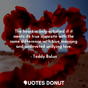  The heart is only satisfied if it meets its true opposite with the same differen... - Teddy Balun - Quotes Donut