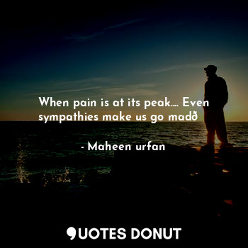  When pain is at its peak.... Even sympathies make us go mad?... - Maheen urfan - Quotes Donut