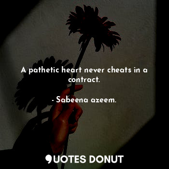  A pathetic heart never cheats in a contract.... - Sabeena azeem. - Quotes Donut
