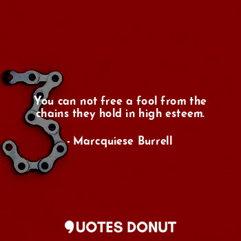  You can not free a fool from the chains they hold in high esteem.... - Marcquiese Burrell - Quotes Donut