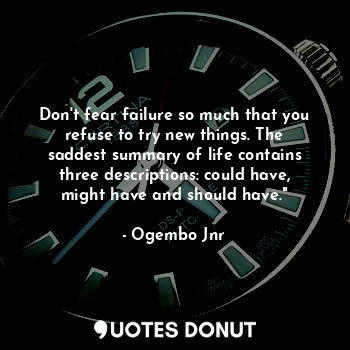  Don't fear failure so much that you refuse to try new things. The saddest summar... - Ogembo Jnr - Quotes Donut