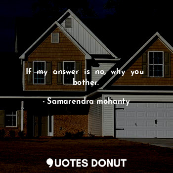  If  my  answer  is  no,  why  you  bother.... - Samarendra mohanty - Quotes Donut