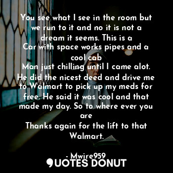  You see what I see in the room but we run to it and no it is not a dream it seem... - Mwire959 - Quotes Donut