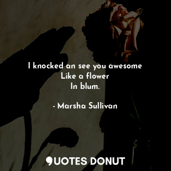  I knocked an see you awesome
Like a flower
In blum.... - Marsha Sullivan - Quotes Donut
