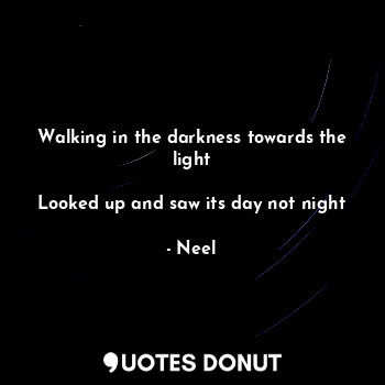 Walking in the darkness towards the light

Looked up and saw its day not night