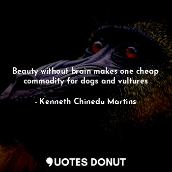  Beauty without brain makes one cheap commodity for dogs and vultures... - Kenneth Chinedu Martins - Quotes Donut