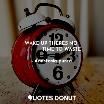 WAKE UP THERES NO 
             TIME TO WASTE