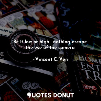  Be it low or high... nothing escape the eye of the camera... - Vincent C. Ven - Quotes Donut