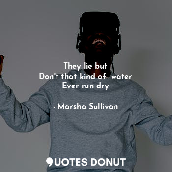  They lie but
Don't that kind of  water
Ever run dry... - Marsha Sullivan - Quotes Donut