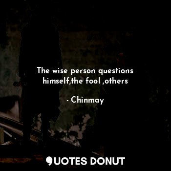  The wise person questions himself,the fool ,others... - Chinmay - Quotes Donut