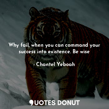Why fail, when you can command your success into existence. Be wise