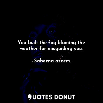 You built the fog blaming the weather for misguiding you.