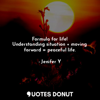 Formula for life!
Understanding situation + moving forward = peaceful life.