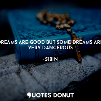 DREAMS ARE GOOD BUT SOME DREAMS ARE VERY DANGEROUS... - SIBIN - Quotes Donut