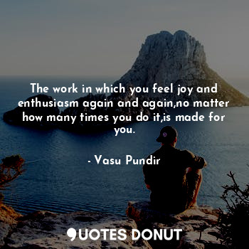  The work in which you feel joy and enthusiasm again and again,no matter how many... - Vasu Pundir - Quotes Donut