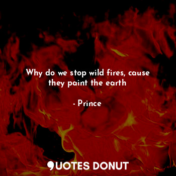  Why do we stop wild fires, cause they paint the earth... - Prince - Quotes Donut