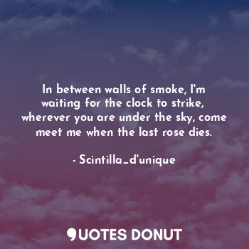  In between walls of smoke, I'm waiting for the clock to strike, 
wherever you ar... - Scintilla_d'unique - Quotes Donut