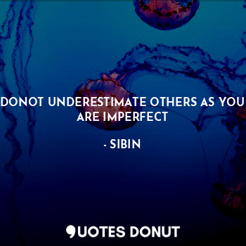 DONOT UNDERESTIMATE OTHERS AS YOU ARE IMPERFECT