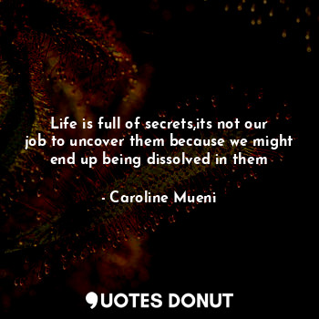  Life is full of secrets,its not our job to uncover them because we might end up ... - Caroline Mueni - Quotes Donut