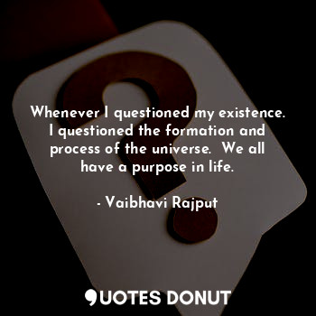  Whenever I questioned my existence. I questioned the formation and process of th... - Vaibhavi Rajput - Quotes Donut