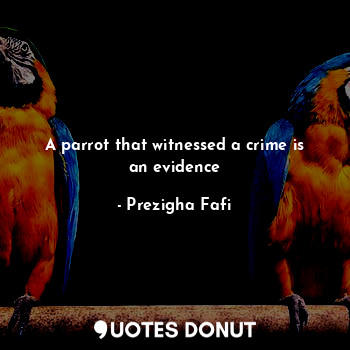  A parrot that witnessed a crime is an evidence... - Prezigha Fafi - Quotes Donut