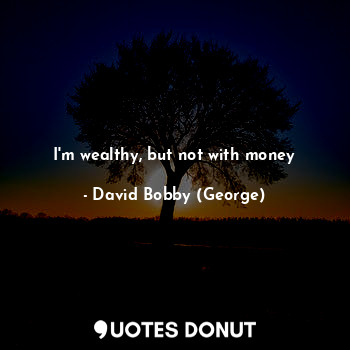  I'm wealthy, but not with money... - David Bobby (George) - Quotes Donut