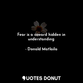 Fear is a coward hidden in understanding