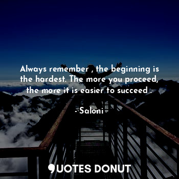 Always remember , the beginning is the hardest. The more you proceed, the more it is easier to succeed .