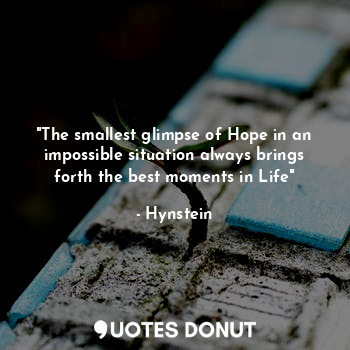  "The smallest glimpse of Hope in an impossible situation always brings forth the... - Hynstein - Quotes Donut