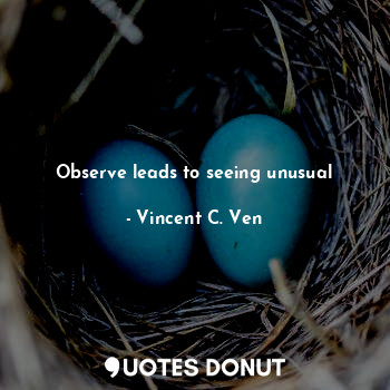  Observe leads to seeing unusual... - Vincent C. Ven - Quotes Donut