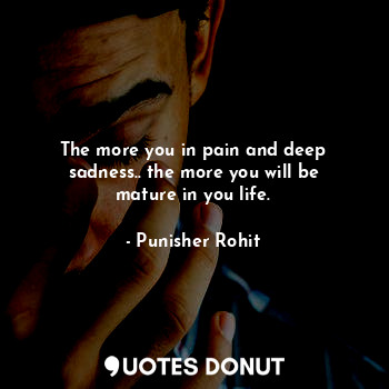  The more you in pain and deep sadness.. the more you will be mature in you life.... - Punisher Rohit - Quotes Donut