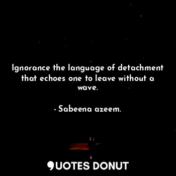 Ignorance the language of detachment that echoes one to leave without a wave.