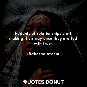  Rodents of relationships start making their way once they are fed with trust.... - Sabeena azeem. - Quotes Donut