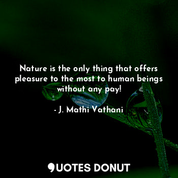 Nature is the only thing that offers pleasure to the most to human beings without any pay!