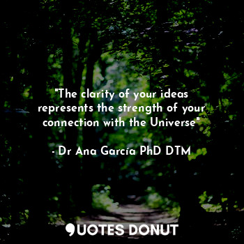 "The clarity of your ideas represents the strength of your connection with the Universe"
