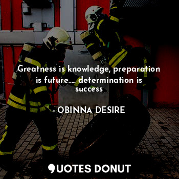 Greatness is knowledge, preparation is future..... determination is success