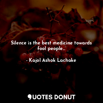 Silence is the best medicine towards fool people...