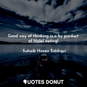  Good way of thinking is a by product of Halal eating!... - Suhaib Hasan Siddiqui - Quotes Donut