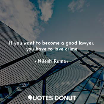 If you want to become a good lawyer, you have to love crime
