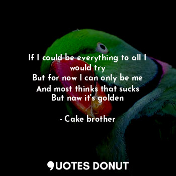  If I could be everything to all I would try
But for now I can only be me
And mos... - Cake brother - Quotes Donut