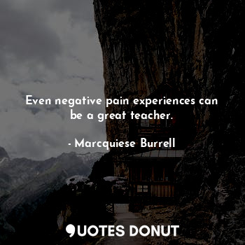  Even negative pain experiences can be a great teacher.... - Marcquiese Burrell - Quotes Donut