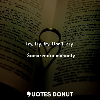  Try, try, try. Don't  cry.... - Samarendra mohanty - Quotes Donut