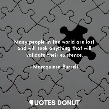  Many people in the world are lost and will seek anything that will validate thei... - Marcquiese Burrell - Quotes Donut