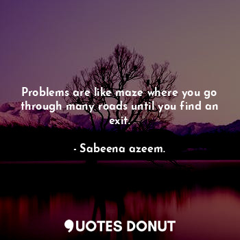  Problems are like maze where you go through many roads until you find an exit.... - Sabeena azeem. - Quotes Donut