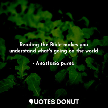 Reading the Bible makes you understand what's going on the world