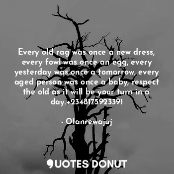  Every old rag was once a new dress, every fowl was once an egg, every yesterday ... - Olanrewajuj - Quotes Donut