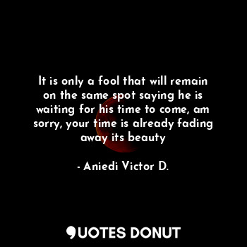  It is only a fool that will remain on the same spot saying he is waiting for his... - Aniedi Victor D. - Quotes Donut