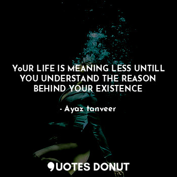 YoUR LIFE IS MEANING LESS UNTILL
YOU UNDERSTAND THE REASON
BEHIND YOUR EXISTENCE