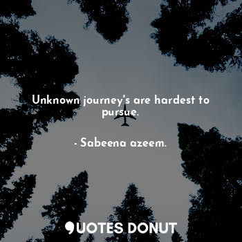 Unknown journey's are hardest to pursue.